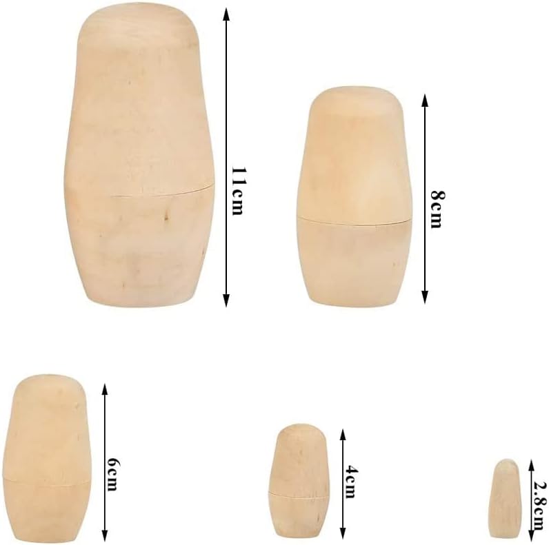 5 pcs Blank Wooden Nesting Dolls Unpainted