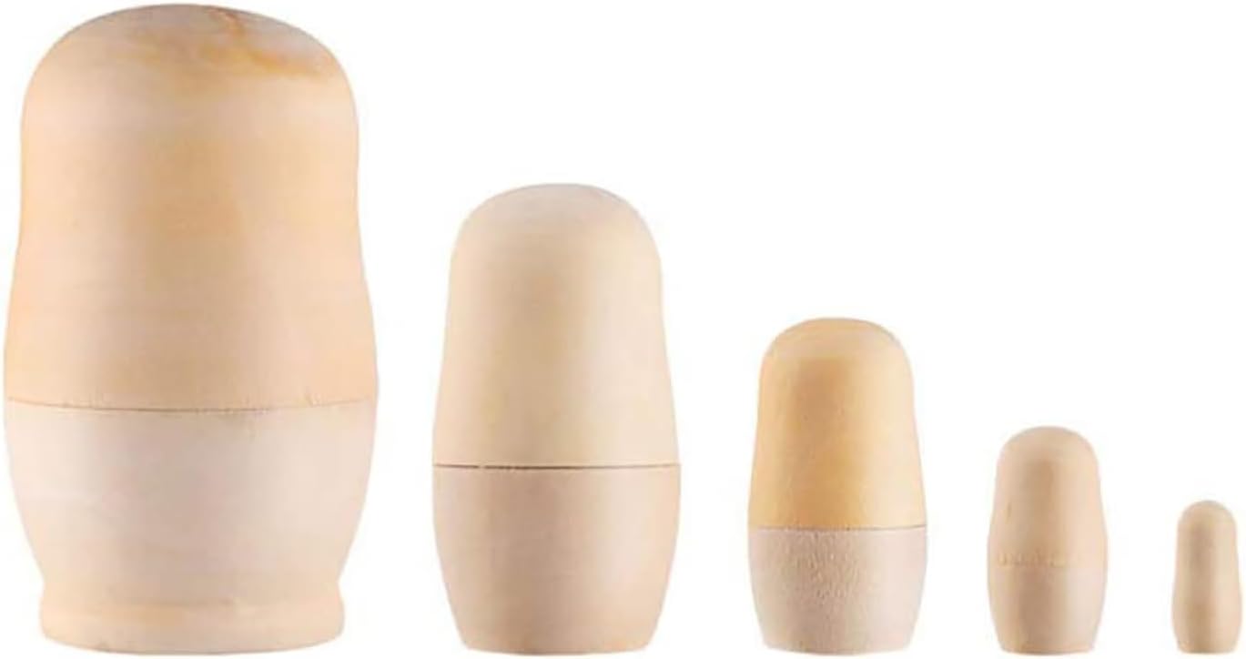 5 pcs Blank Wooden Nesting Dolls Unpainted