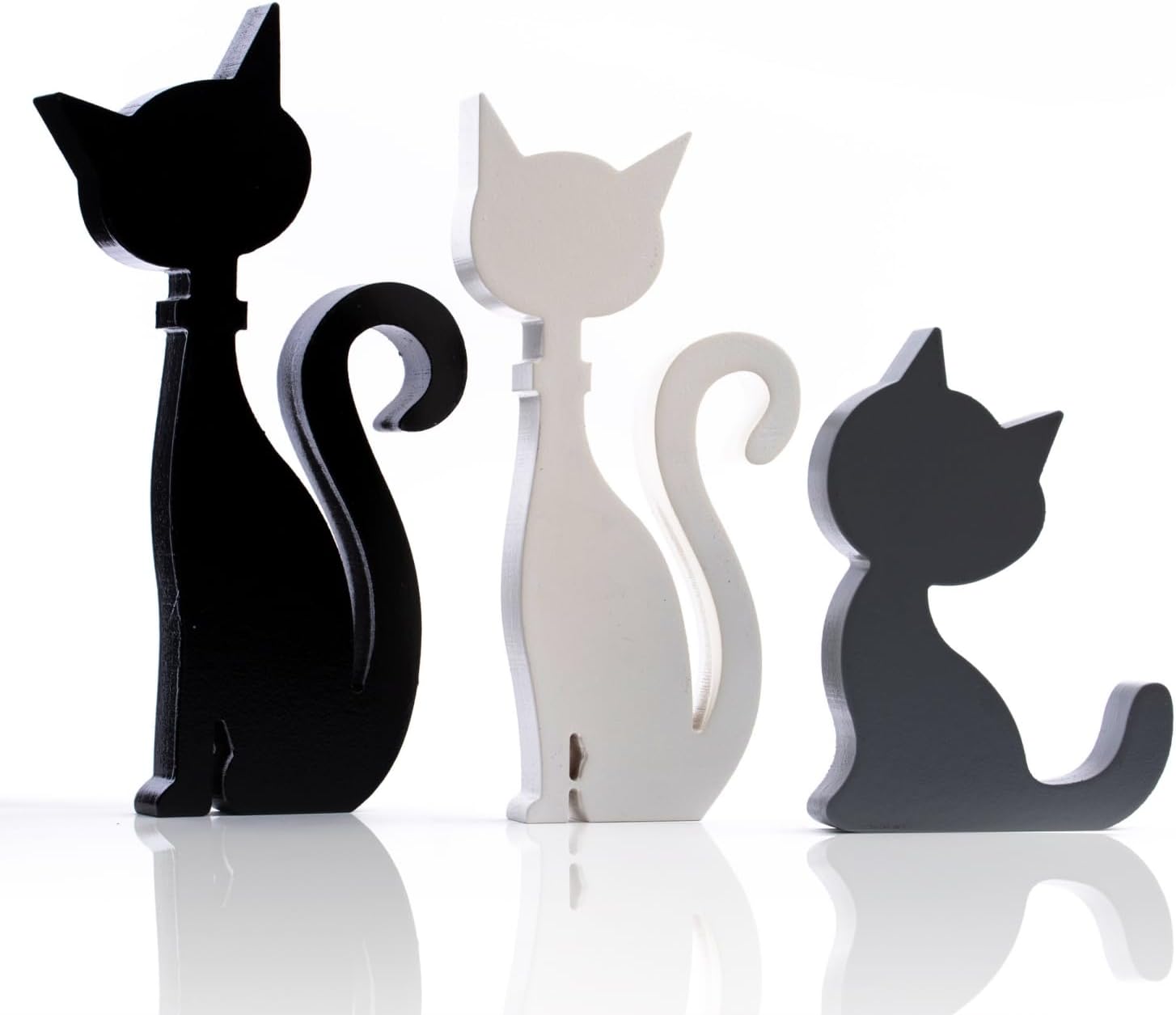 Wooden Cat Figurines Pack of 3