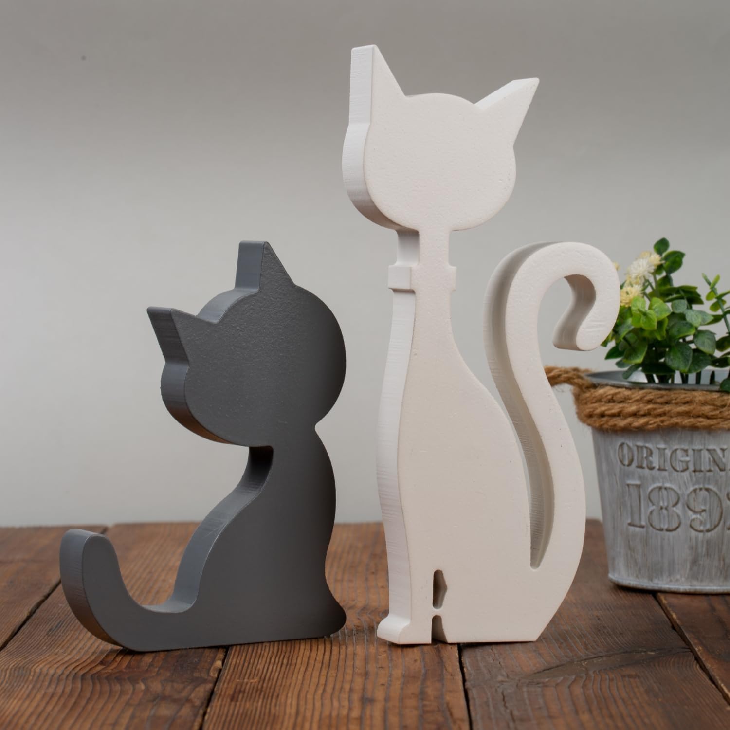 Wooden Cat Figurines Pack of 3