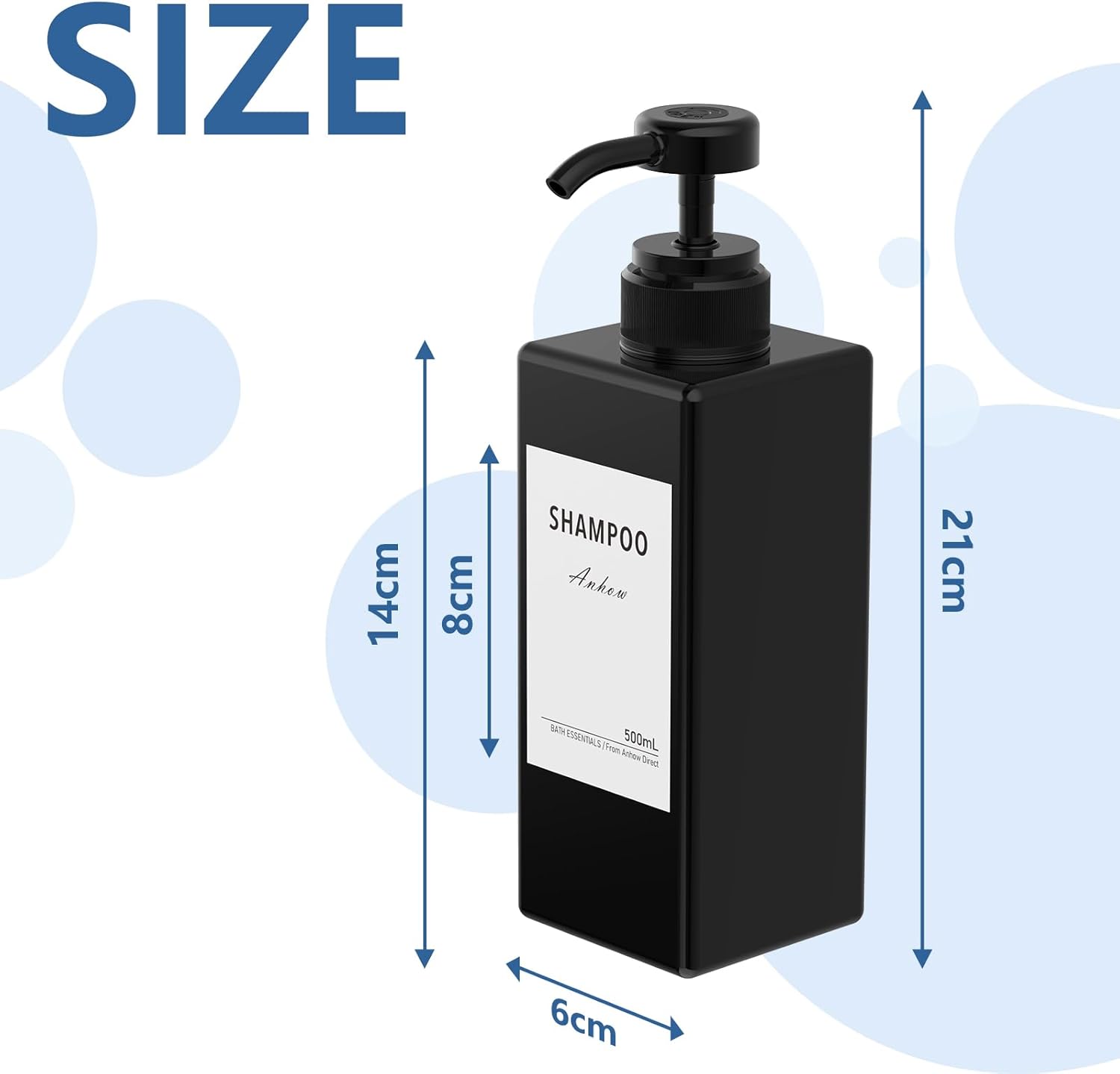 3 Piece Plastic Soap Dispenser, 500 ml, Shampoo Dispenser Bottles