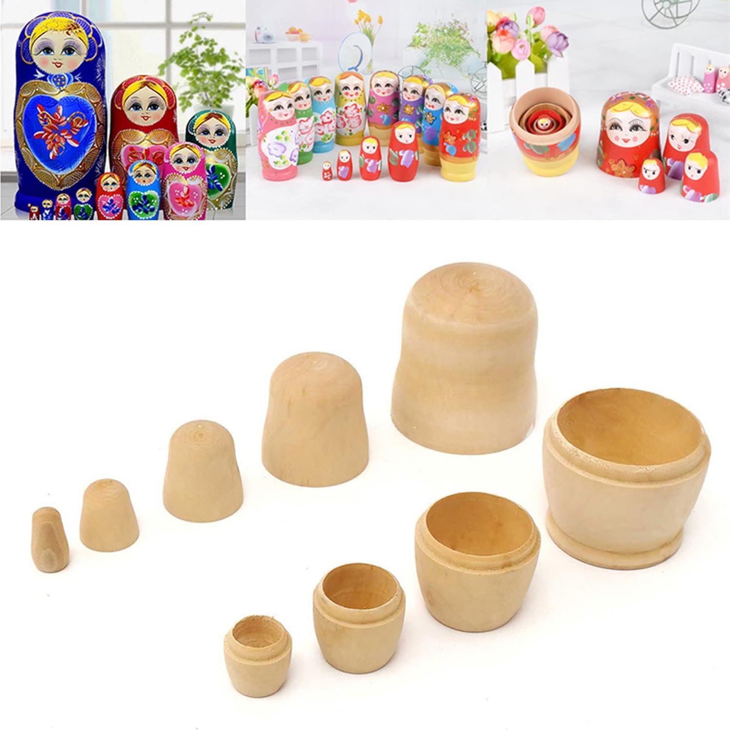 5 pcs Blank Wooden Nesting Dolls Unpainted