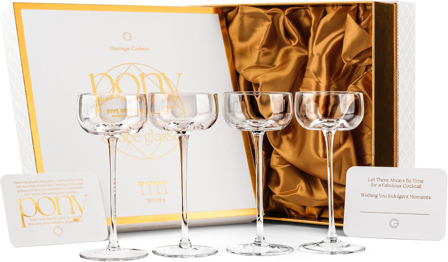 Set of 4 Crystal Martini Long Stemmed glasses RRP £35