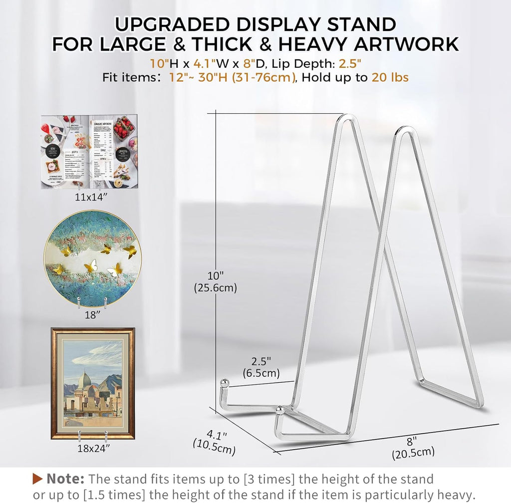 Pack of 2 Large Plate Holder Display Stand - 10 inch Tall