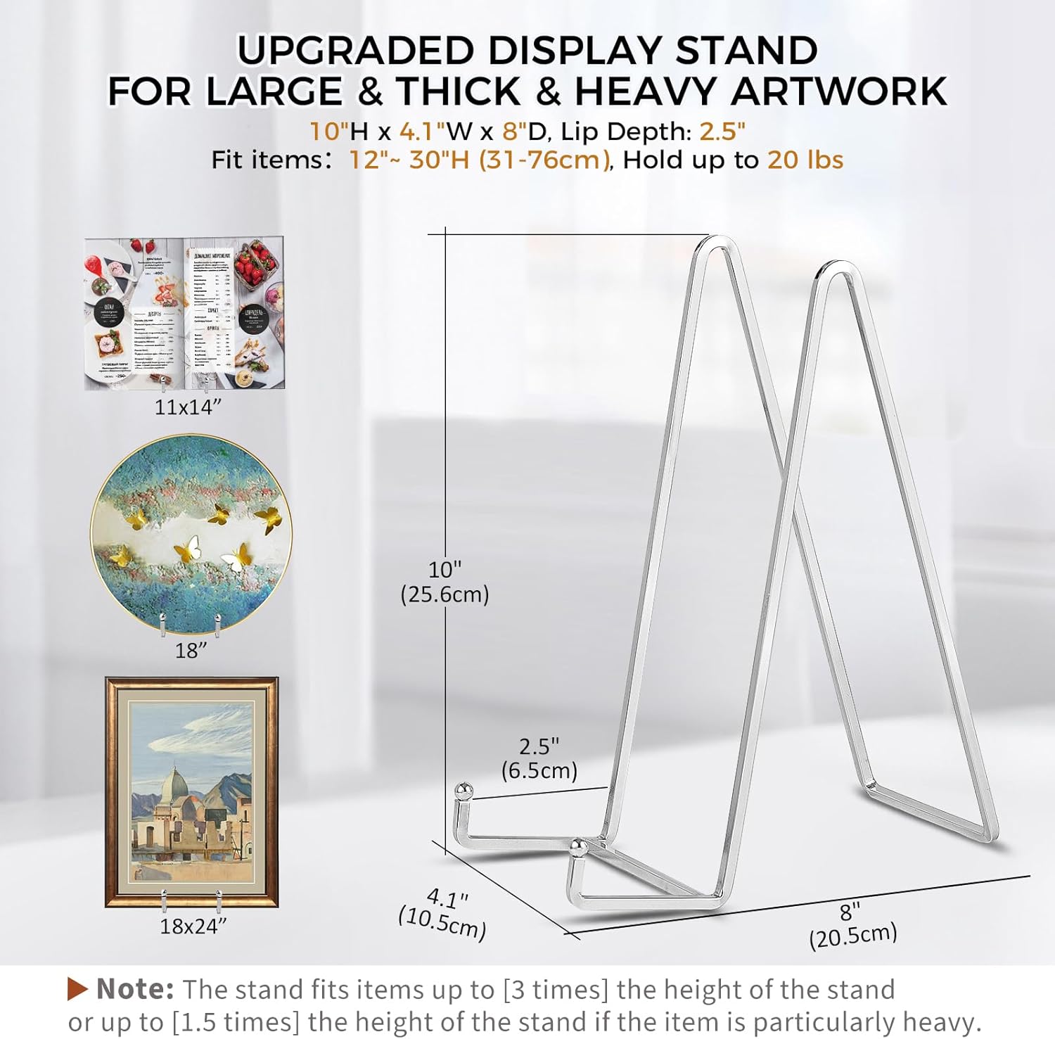 Pack of 2 Large Plate Holder Display Stand - 10 inch Tall