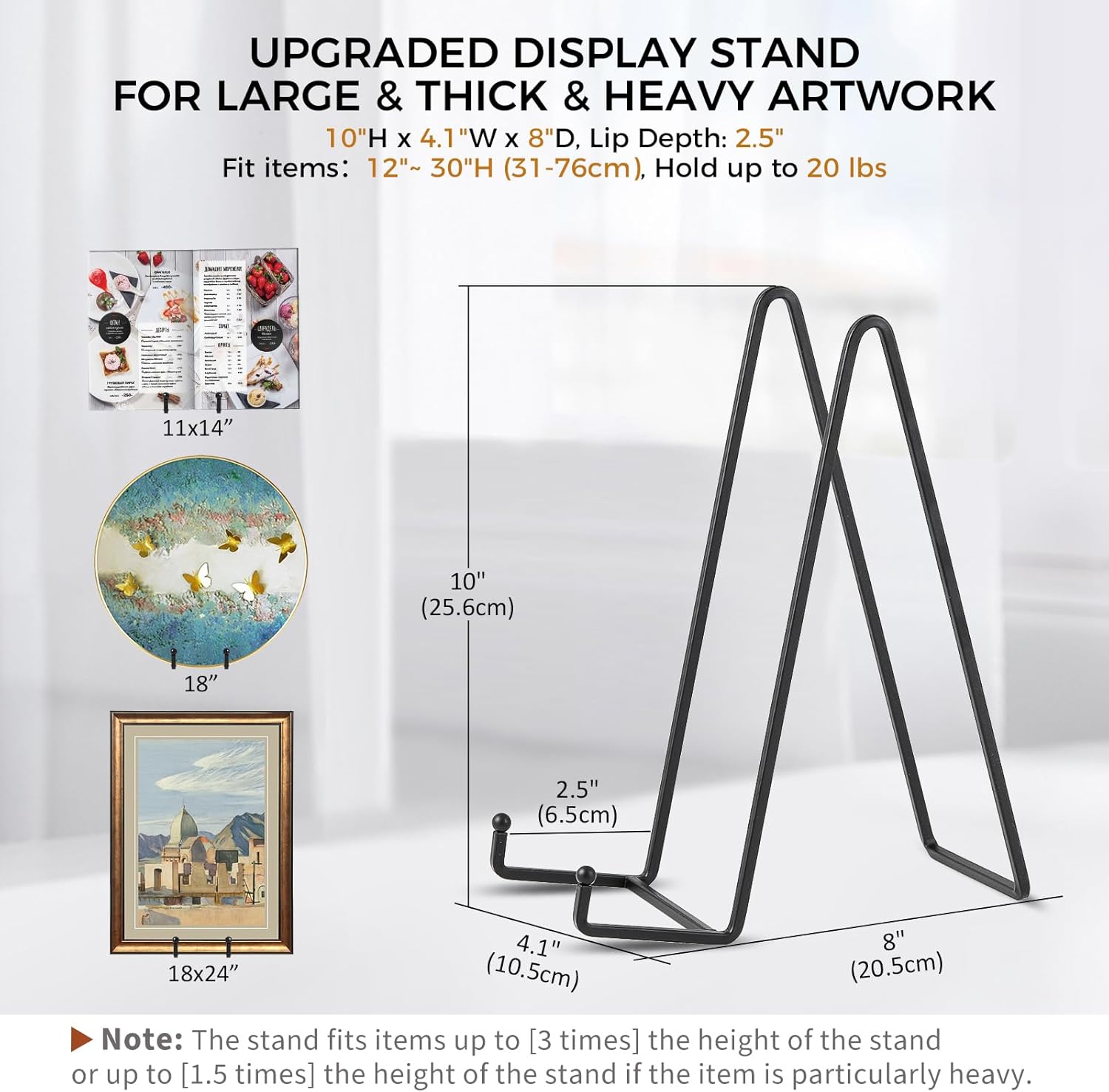 Pack of 2 Large Plate Holder Display Stand - 10 inch Tall