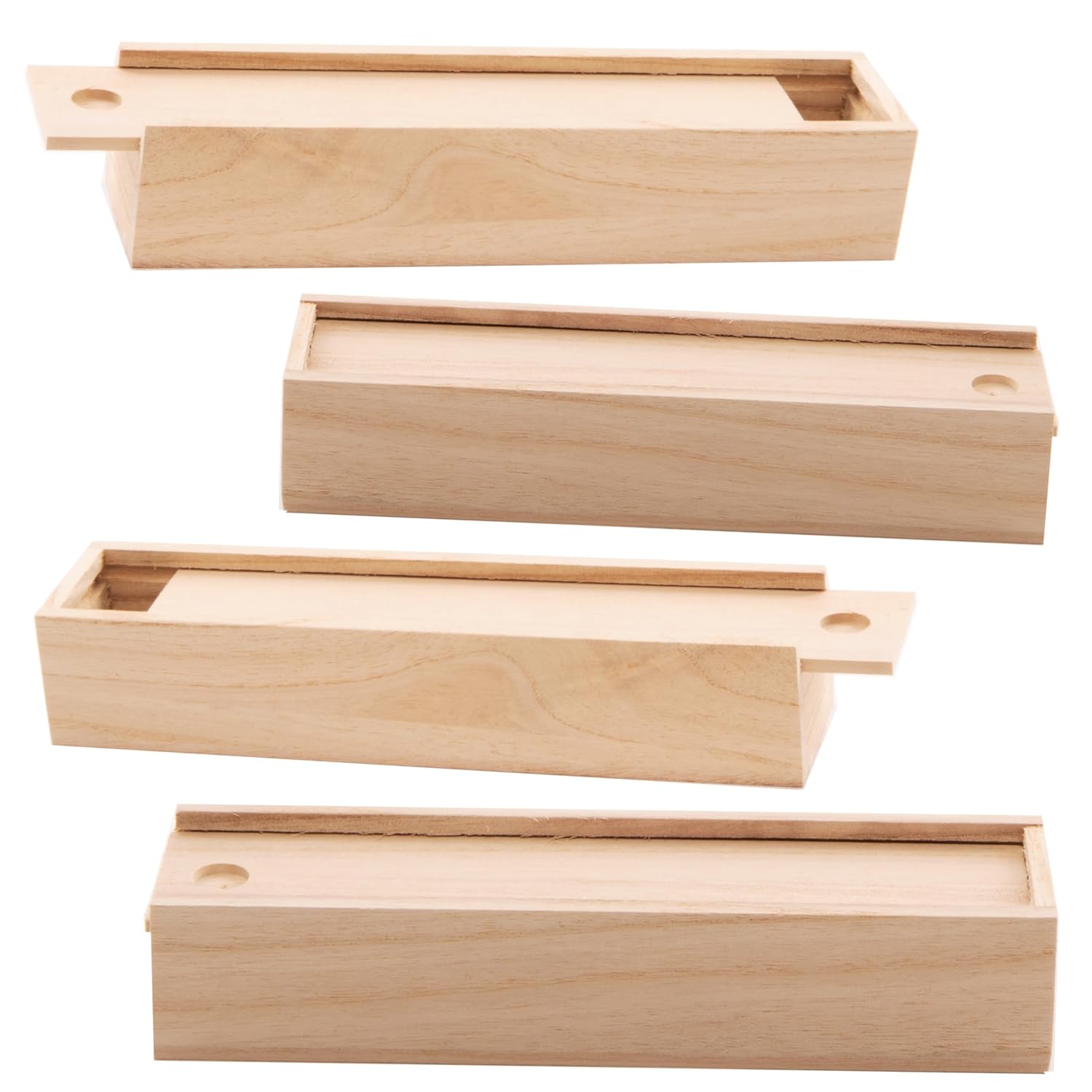 Wooden Pencil Boxes (Box of 4) Plain Wood