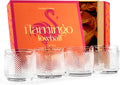 Set of 4 | Vintage Flamingo Lowball Cocktail Glasses