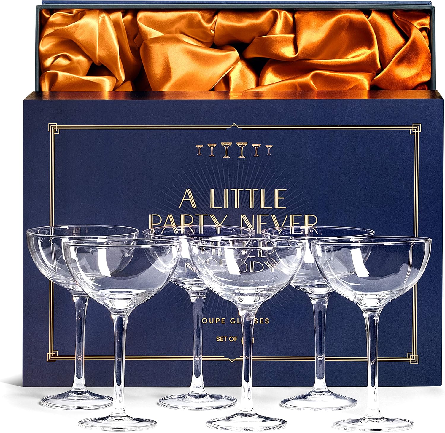 Vintage Crystal Champagne Coupe Glasses | Set of 6 RRP £37